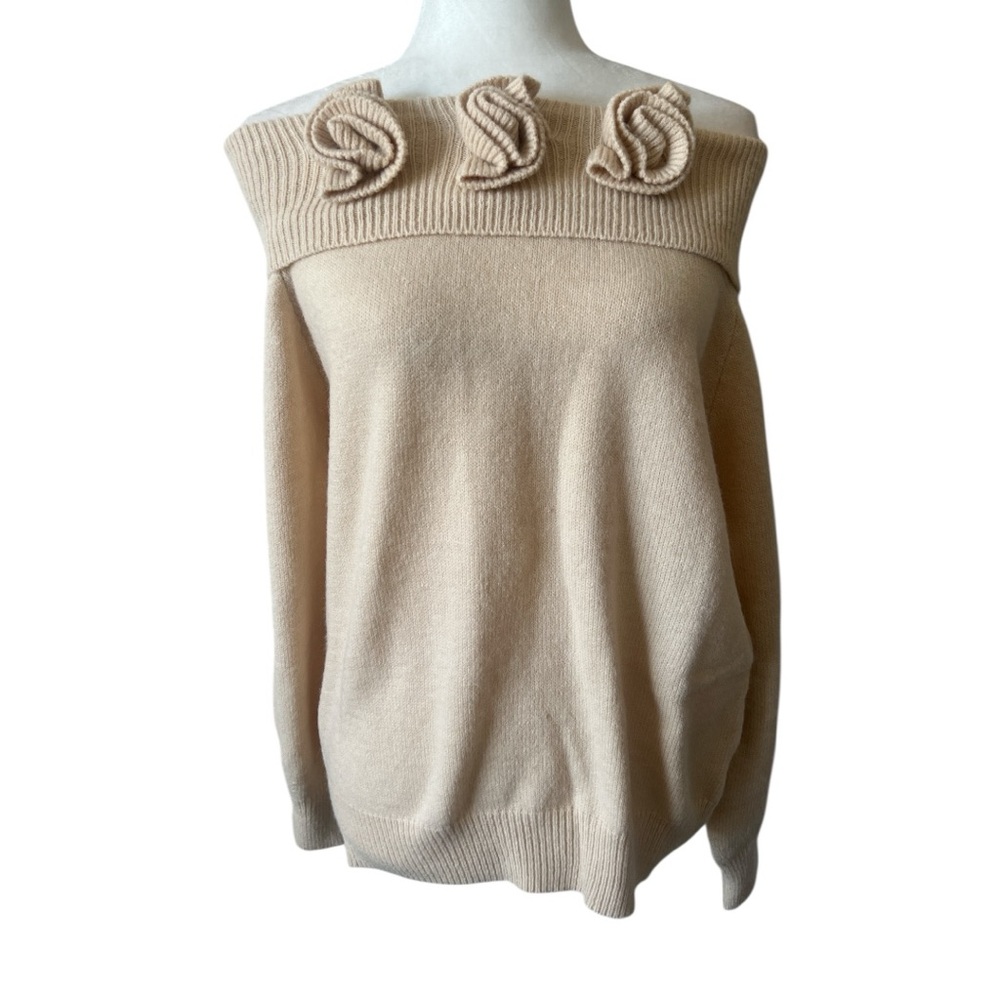 Nekane NKN Loto 3D Flower Off Shoulder Sweater Ivory Small Medium NWT - Picture 7 of 13